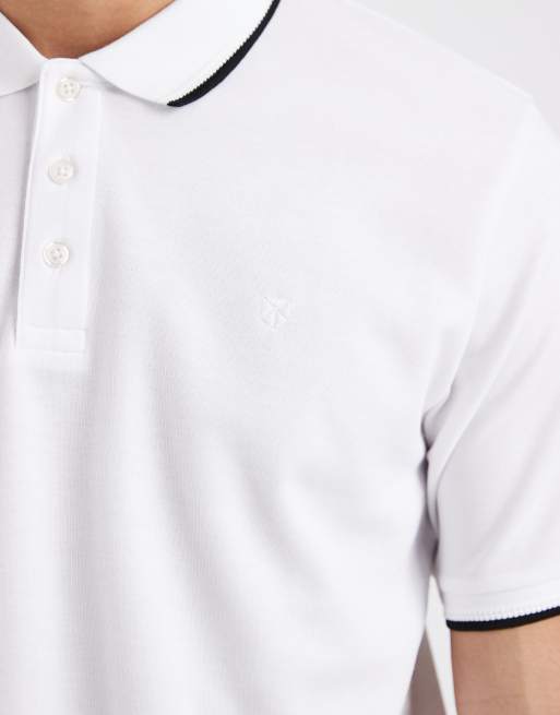 Jack & Jones - Premium - Hvid poloskjorte med kontrastkrave og ærmekanter, 5 af 5