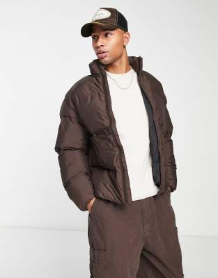 Jack & Jones Jack & Jones Premium hybrid padded puffer jacket in chocolate-Brown