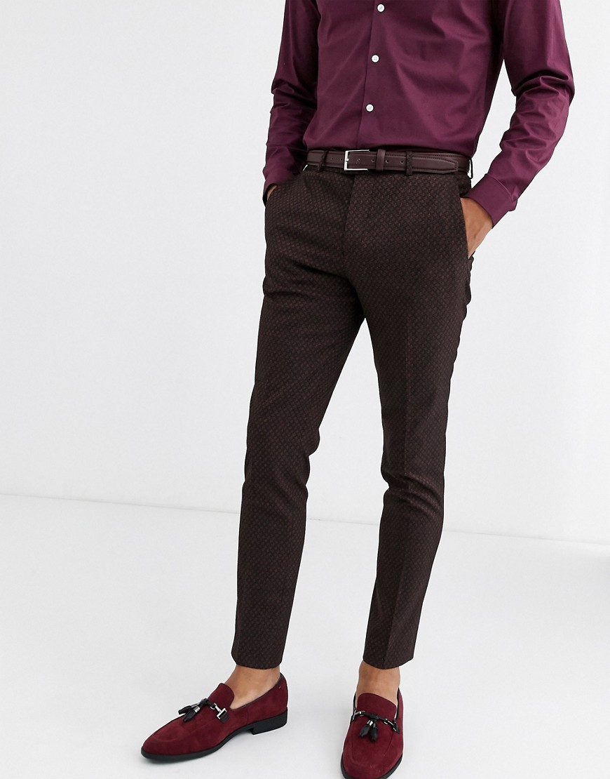 Jack & Jones Premium jacquard suit trousers in black