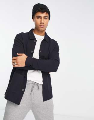 Jack & Jones Premium jersey relaxed shacket in navy