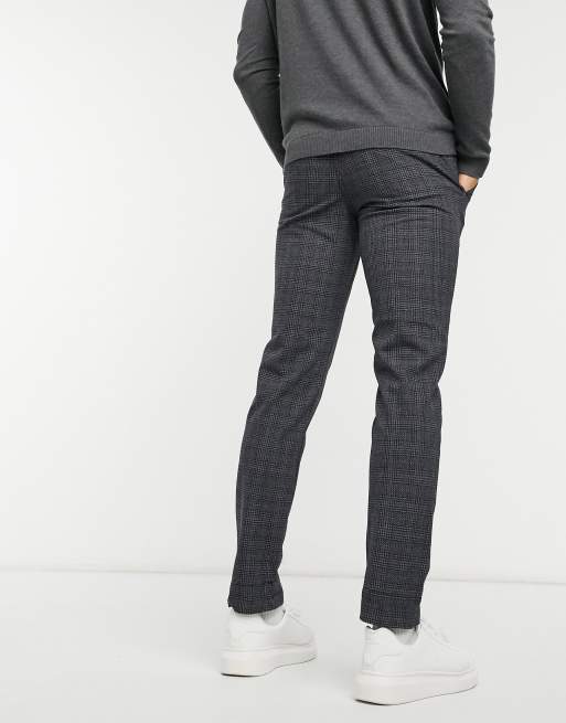 Jack & Jones Premium jersey suit trouser in grey check, 2 of 3