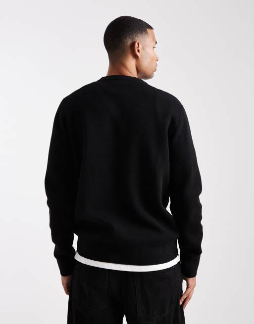 Jack & Jones premium knit crew neck sweater in black, 3 of 5