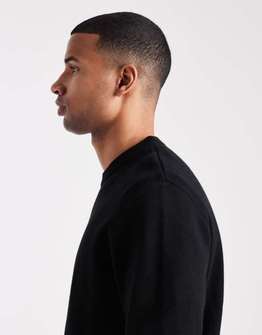 Jack & Jones premium knit crew neck sweater in black, 4 of 5