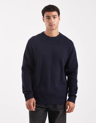 Jack & Jones Premium Knit Crew Neck Sweater In Blue