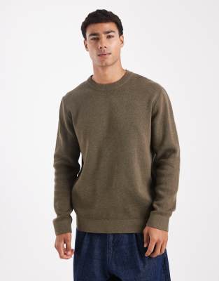 Jack & Jones Premium Knit Crew Neck Sweater In Brown