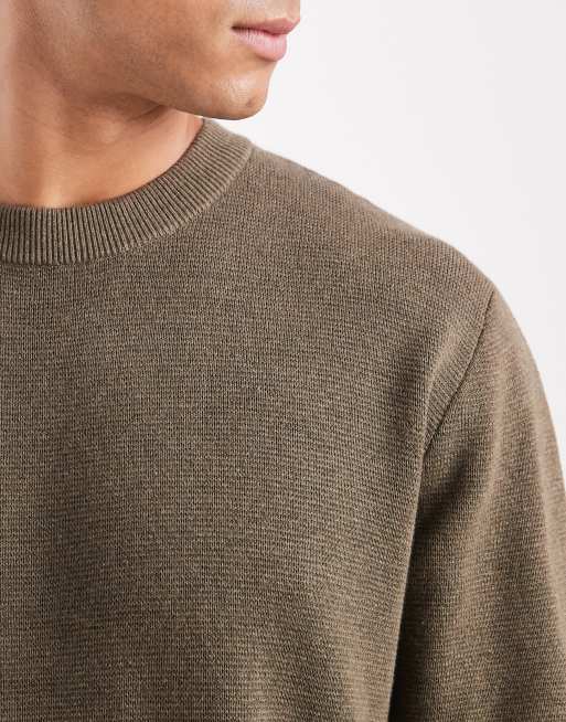 Jack & Jones premium knit crew neck sweater in olive, 4 of 5