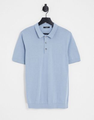 Jack & Jones Premium knitted polo in blue