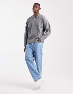 Jack & Jones Premium Knitted Polo In Gray