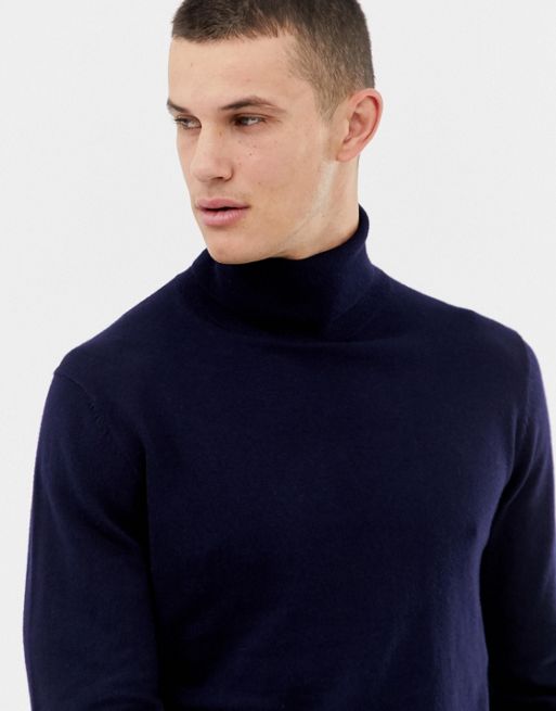 Jack And Jones Premium Knitted Roll Neck With Contrast Cuff Tipping Asos