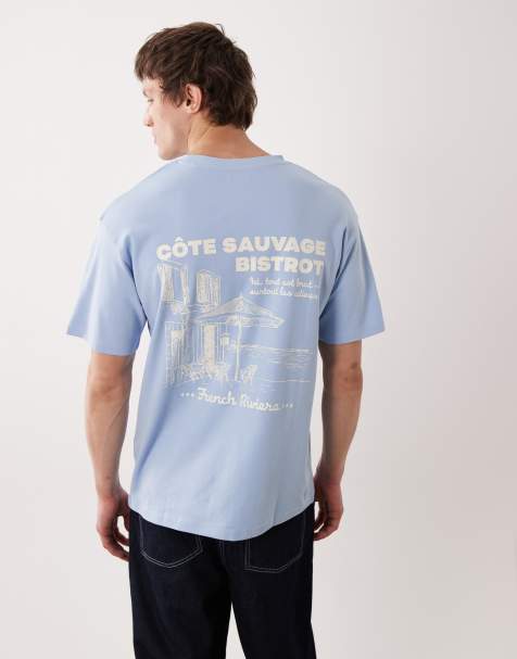 Jack & Jones - Premium - Kraftig lyseblå T-shirt med rygprint - view 1