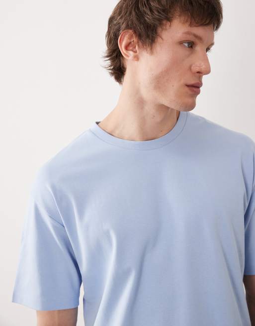 Jack & Jones - Premium - Kraftig lyseblå T-shirt med rygprint, 4 af 5