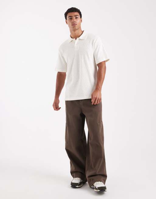 Jack & Jones Premium – Krämvit, stickad pikétröja med korta ärmar, 2 av 5