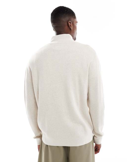 Jack & Jones Premium – Krämvit, stickad tröja med kort dragkedja vid halsen, 3 av 5