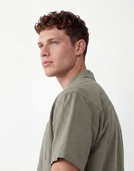 Jack & Jones Premium – Kurzärmliges Seersucker-Hemd in rauchigem Olivgrün, 4 von 5