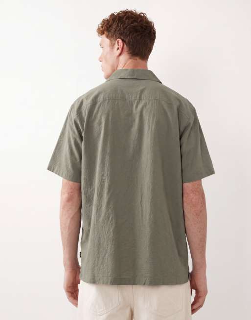 Jack & Jones Premium – Kurzärmliges Seersucker-Hemd in rauchigem Olivgrün, 5 von 5
