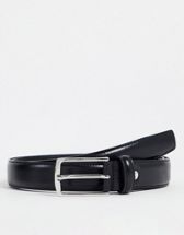 ASOS DESIGN smart faux leather skinny belt with silver buckle in