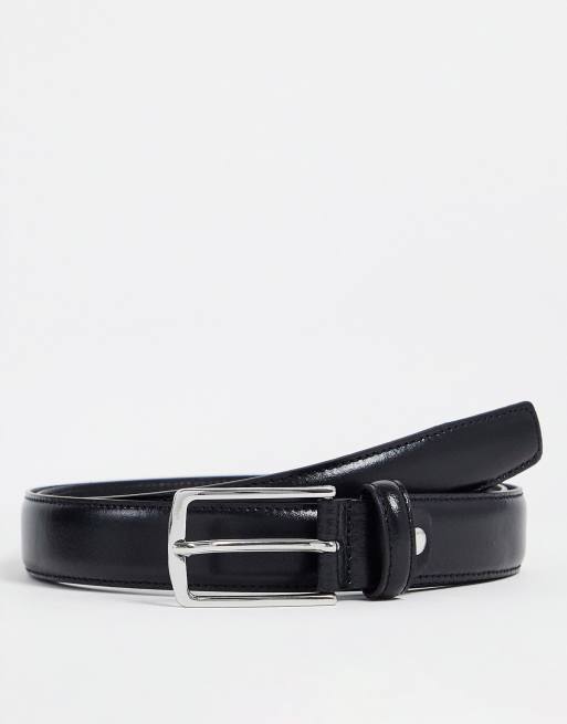 Jack & Jones premium leather belt in black | ASOS