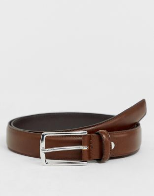 Jack & Jones Premium leather belt in brown | ASOS