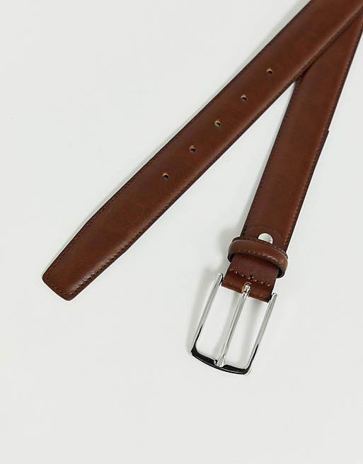 Accessories Belts/Jack & Jones premium leather belt in brown 