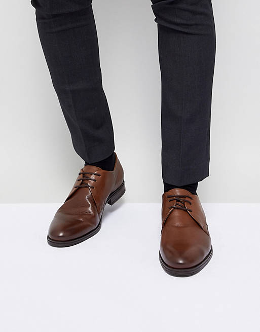 Jack & Jones Premium leather derby shoes in brown
