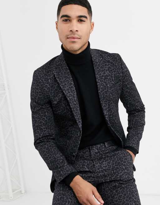 Mens leopard print suit cheap jacket