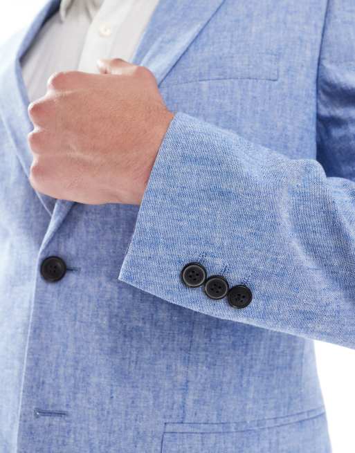 Jack & Jones Premium linen blazer in blue, 3 of 5