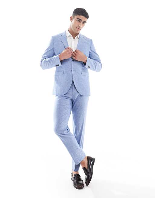 Jack & Jones Premium linen blazer in blue, 4 of 5