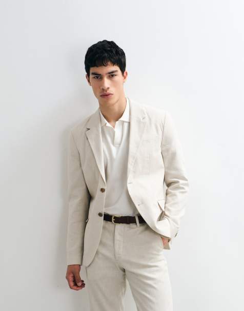 Jack & Jones Premium linen blend slim suit jacket in beige (part of a set) - view 1