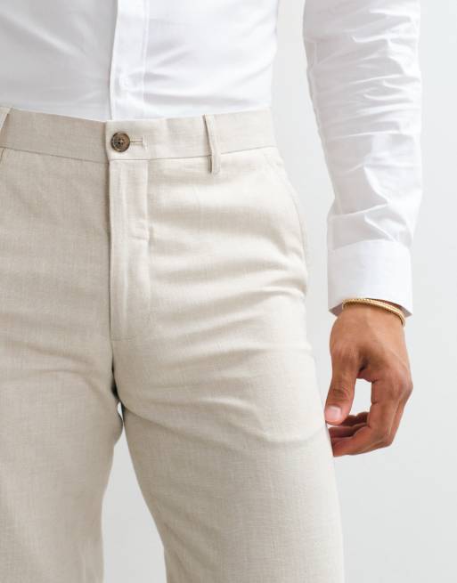 Jack & Jones Premium linen blend slim suit pants in beige - part of a set, 2 of 5
