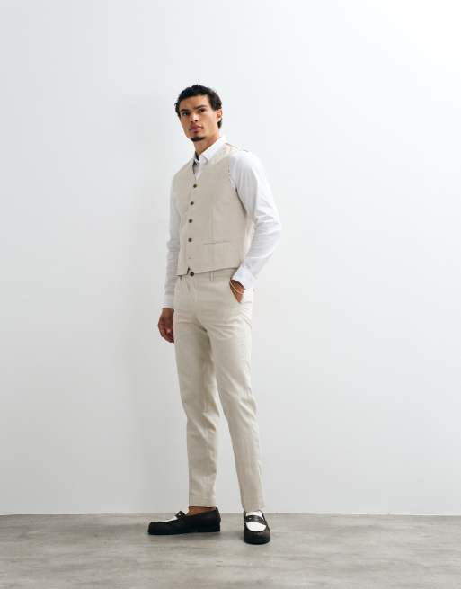 Jack & Jones Premium linen blend slim suit pants in beige - part of a set, 3 of 5