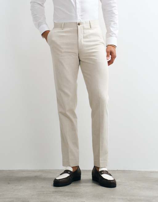 Jack & Jones Premium linen blend slim suit pants in beige - part of a set, 4 of 5