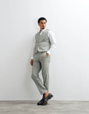 Jack & Jones Premium Linen Blend Slim Suit Pants In Black