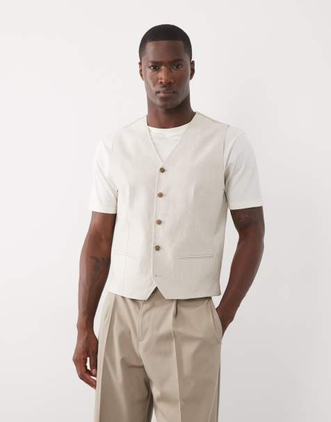Jack & Jones Premium linen blend waistcoat in beige (part of a set) - view 1