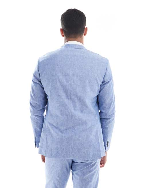 Jack & Jones Premium linen mix blazer in blue