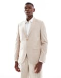 [Jack & Jones] Jack & Jones Premium linen mix slim fit suit blazer in beige-Neutral 48 Beige