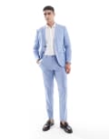 [Jack & Jones] Jack & Jones Premium linen mix suit pants in blue 50 Nautical Blue