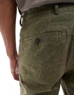Jack & Jones Premium linen mix suit pants in olive green | ASOS