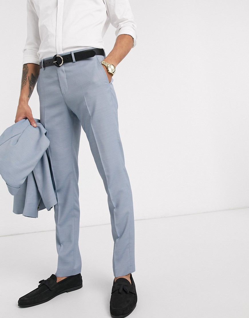 Jack & Jones Premium – Ljusblå kostymbyxor i supersmal passform av ullblandat material