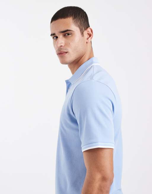 Jack & Jones Premium – Ljusblå pikétröja med kantrand på kragen, 4 av 5