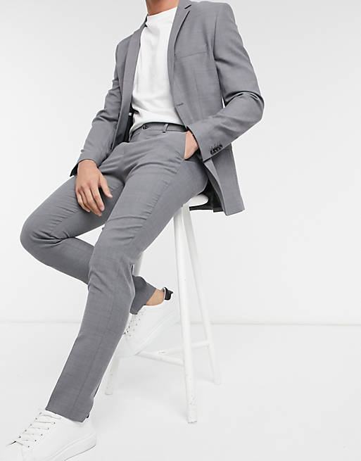 Jack & Jones Premium – Ljusgrå kostymbyxor med smal passform