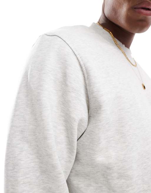 Jack & Jones – Premium – Ljusgråmelerad, kraftig sweatshirt i oversize med rund halsringning, 400gsm , 4 av 4