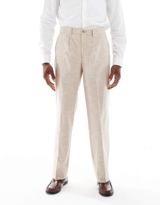 Jack & Jones Premium – Locker geschnittene Anzughose aus Leinenmix in Beige, 2 von 5