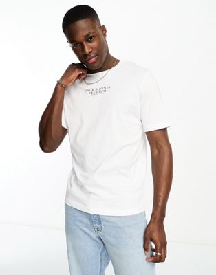 Jack & Jones Premium logo t-shirt in white