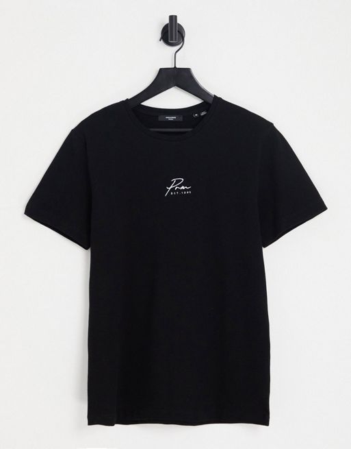 Jack & Jones Premium logo textured T-shirt in black | ASOS
