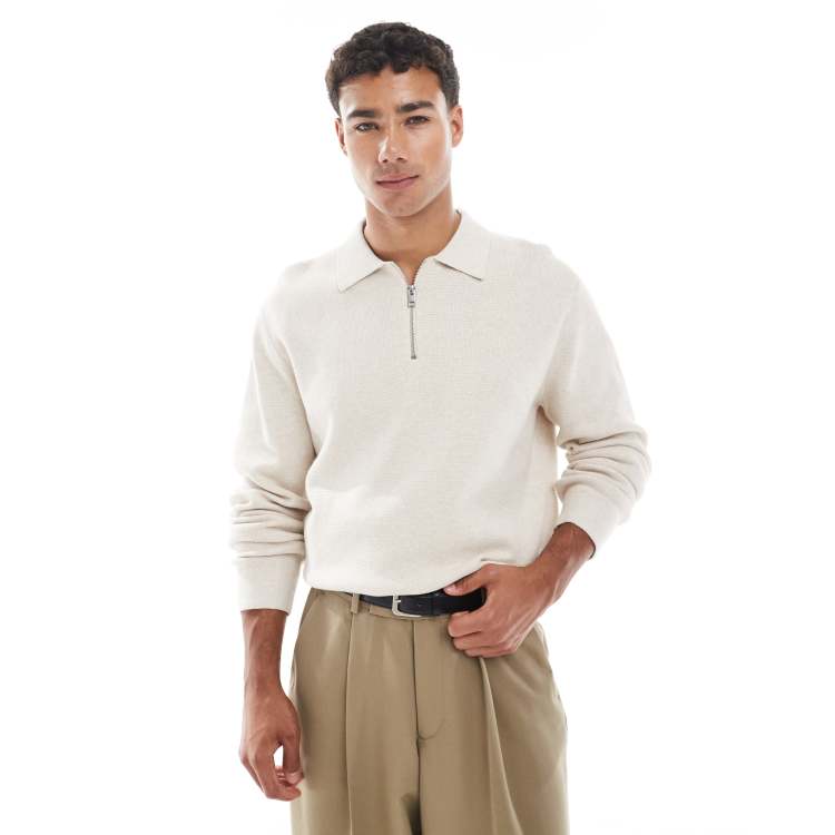 Jack & Jones premium long sleeve knit polo shirt with