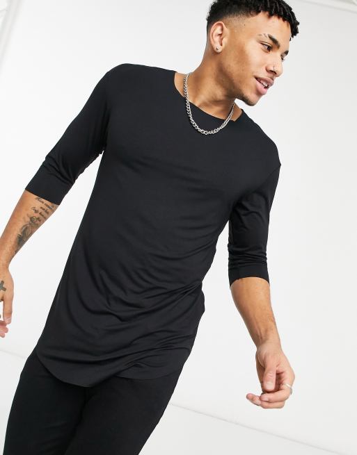 Black t shop shirt 3/4 sleeves