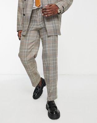 Jack & Jones Premium loose fit suit trousers in check