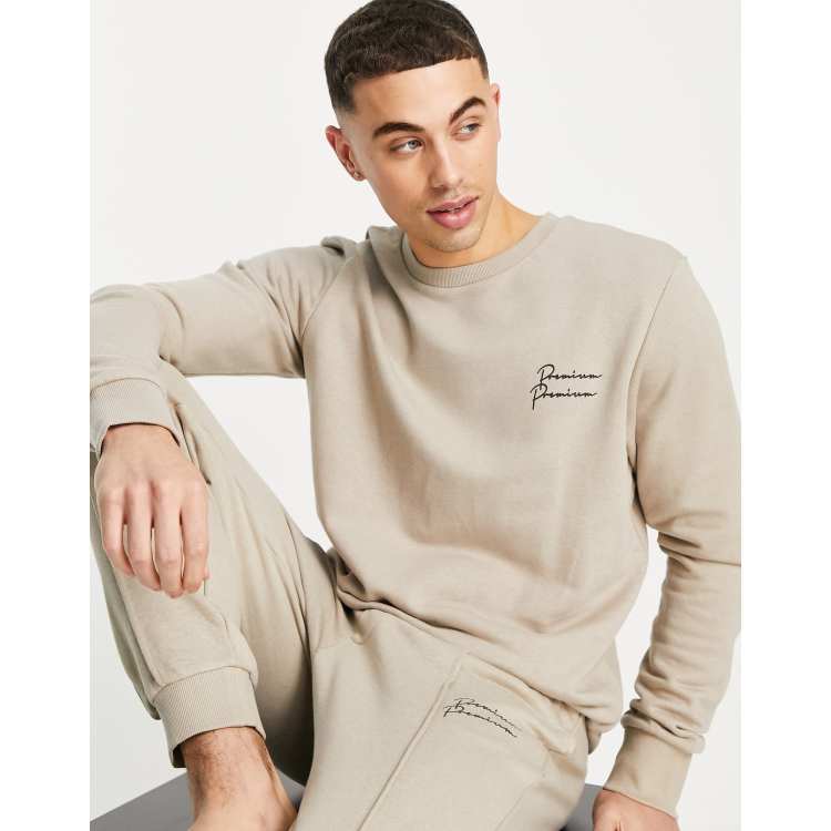 Tommy hilfiger lounge sweatshirt in cream with script 2024 logo