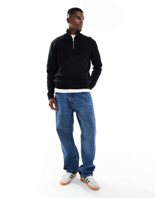 Jack & Jones Premium - Maglione nero con zip corta, 2 di 5