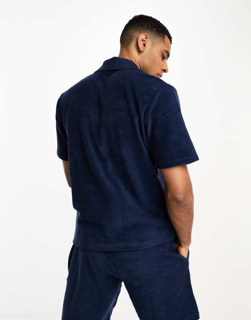 Jack & Jones Premium – Marinblå pikétröja i frotté, del av set , 2 av 4